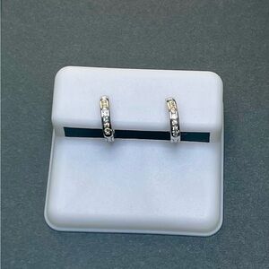 🆕 .11 ct Luxury Moissanite Earrings Huggies sterling silver